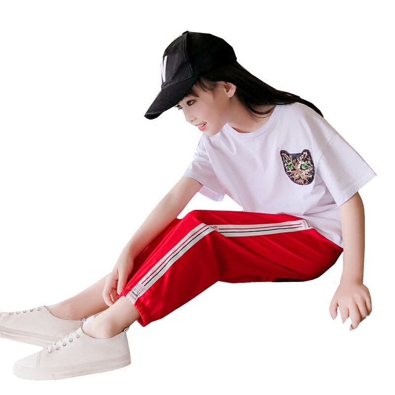 女童运动套装夏秋儿童11岁大童2018新款洋气韩版时髦秋装两件套