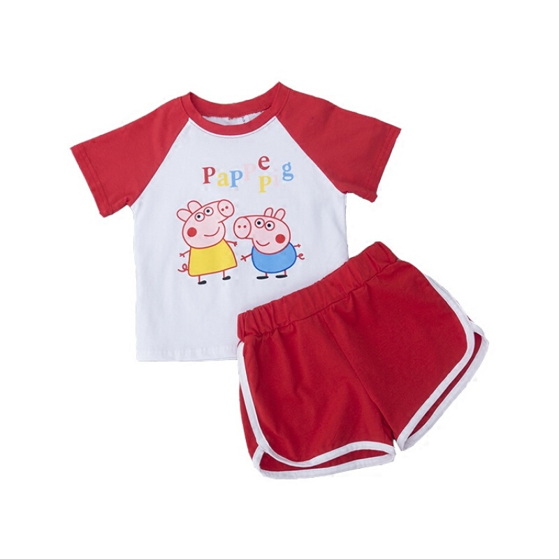 夏季小猪佩奇衣服男童女童装儿童宝宝运动套装幼儿园园服校服班服小猪红色身高70-80cm/3码1-2岁左右