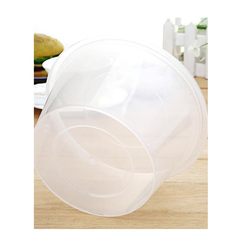 打包盒 一次性餐盒餐具保鲜碗 圆形透明塑料打包盒带盖 透明外卖饭盒 快餐便当汤碗-450ml透明50套带盖