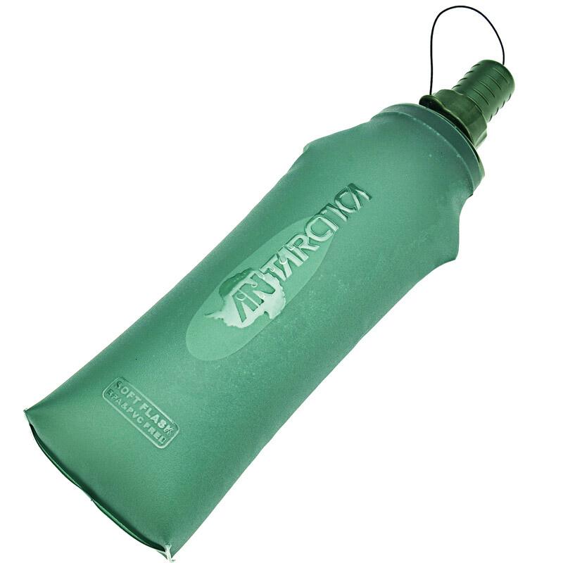 便携软水壶户外大容量运动随身跑骑行运动登山硅胶水瓶可折叠水袋 军绿色 [500ML]