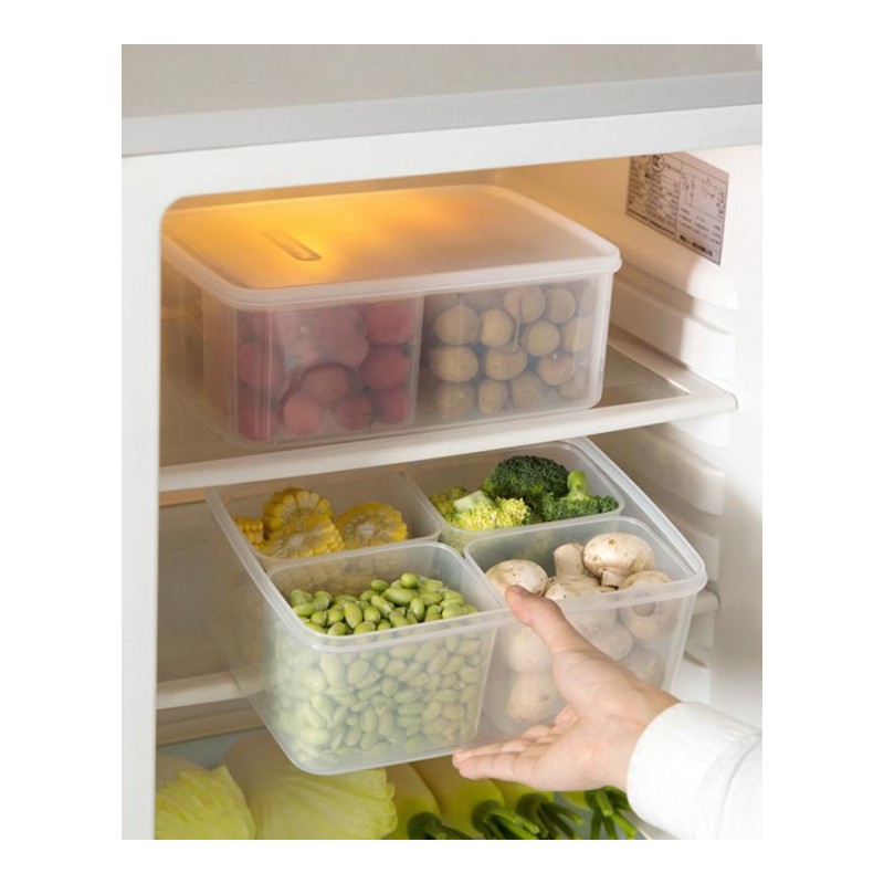 冰箱食物保鲜盒分格储物盒套装厨房塑料透明食品盒子收纳盒子