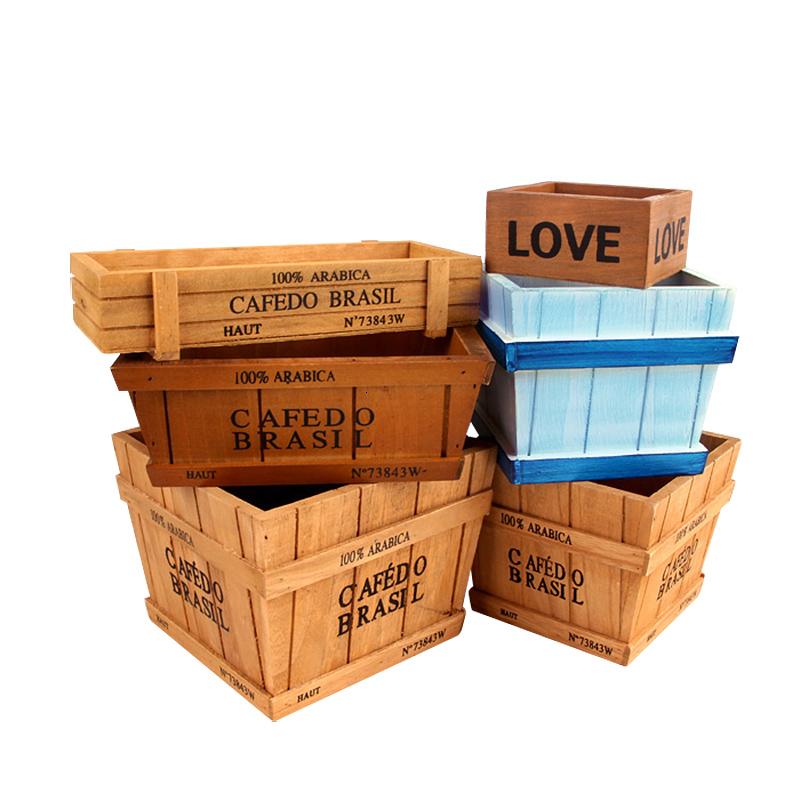 创意个性木质多肉花盆植物盆景托盘长方形木头盒子室内绿植小木盒