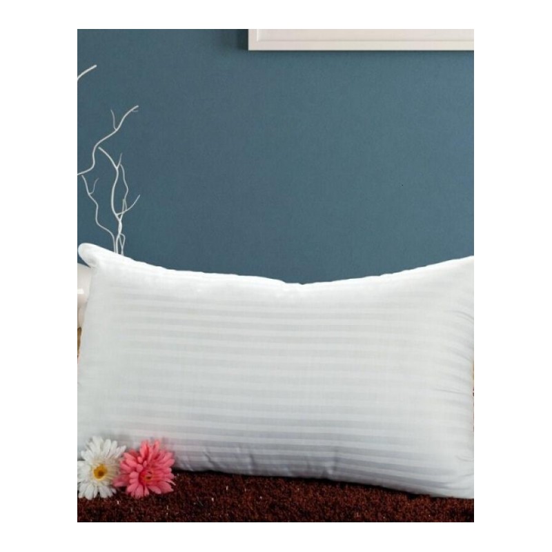 学生床上单人双人缎纹舒适枕头枕芯保健护颈 酒店枕头芯 白色缎纹 42*70