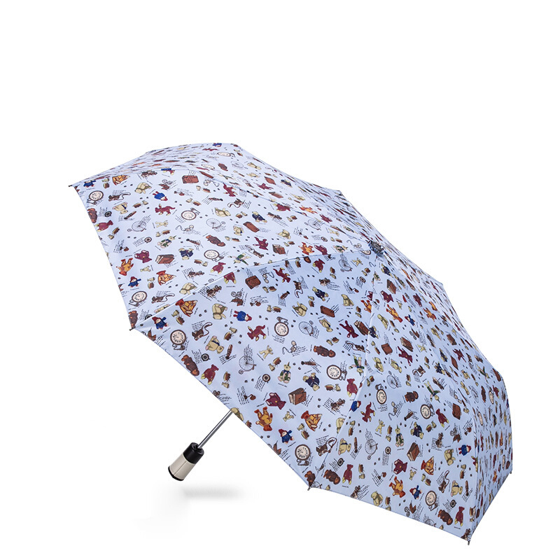雨伞现代全自动开合三折式防紫外线黑胶防晒层学生儿童雨伞