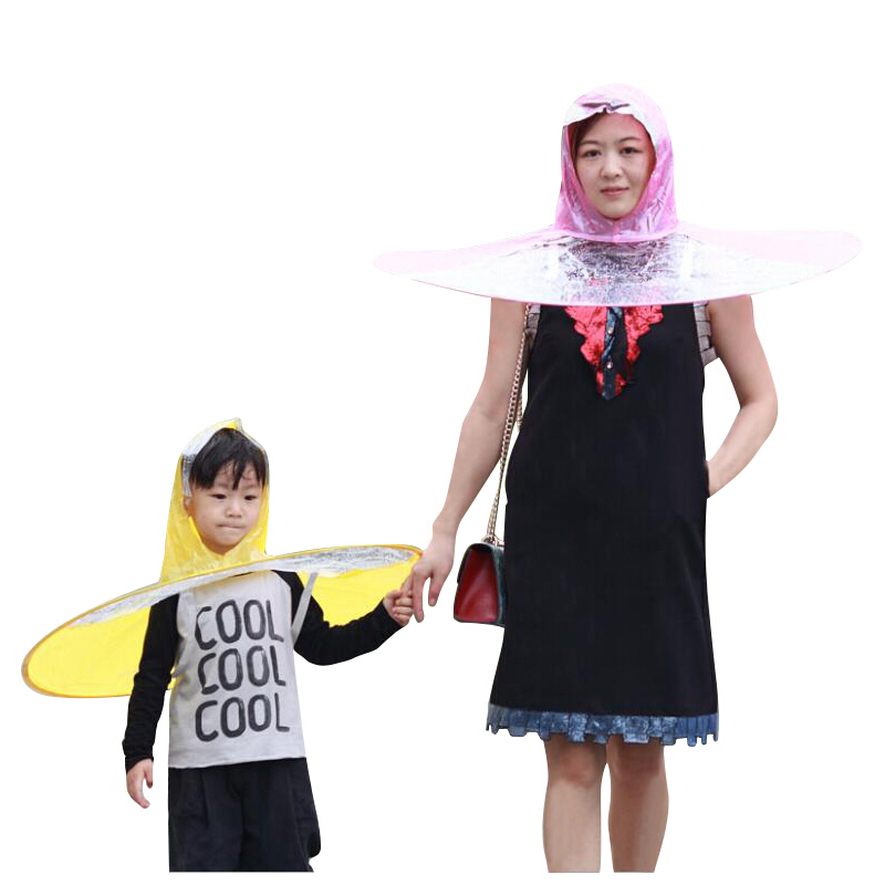 祖国的花朵儿童伞帽雨衣飞碟雨伞帽子雨伞帽雨衣飞碟可折叠