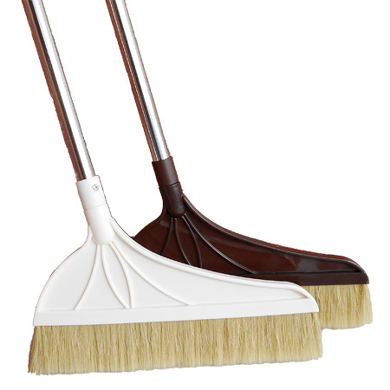 加长杆猪鬃毛扫把单个家用不锈钢杆软毛扫把扫地笤帚扫帚清扫灰尘