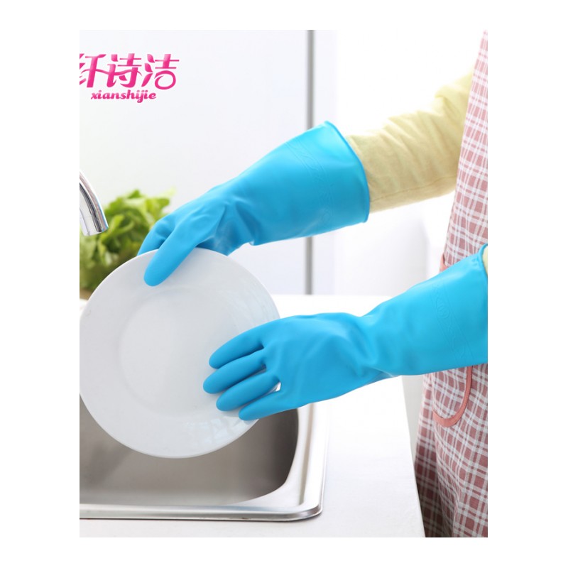 厨房冬季橡胶胶皮清洁乳胶家务刷碗洗碗洗衣服的手套加绒加厚防水