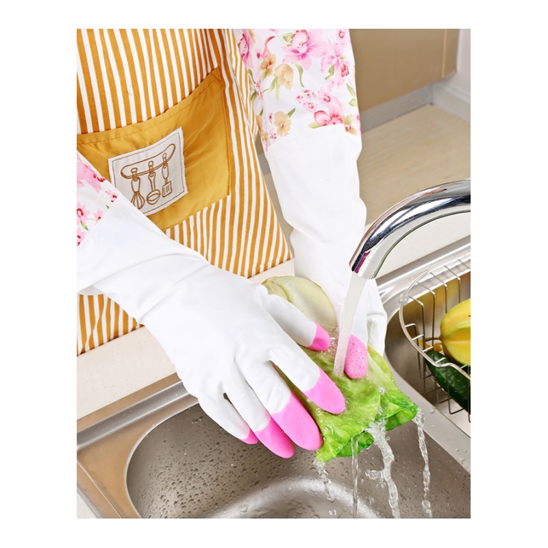 厚绒保暖手套橡胶防水耐用厨房洗碗洗衣服家务清洁加长厚实