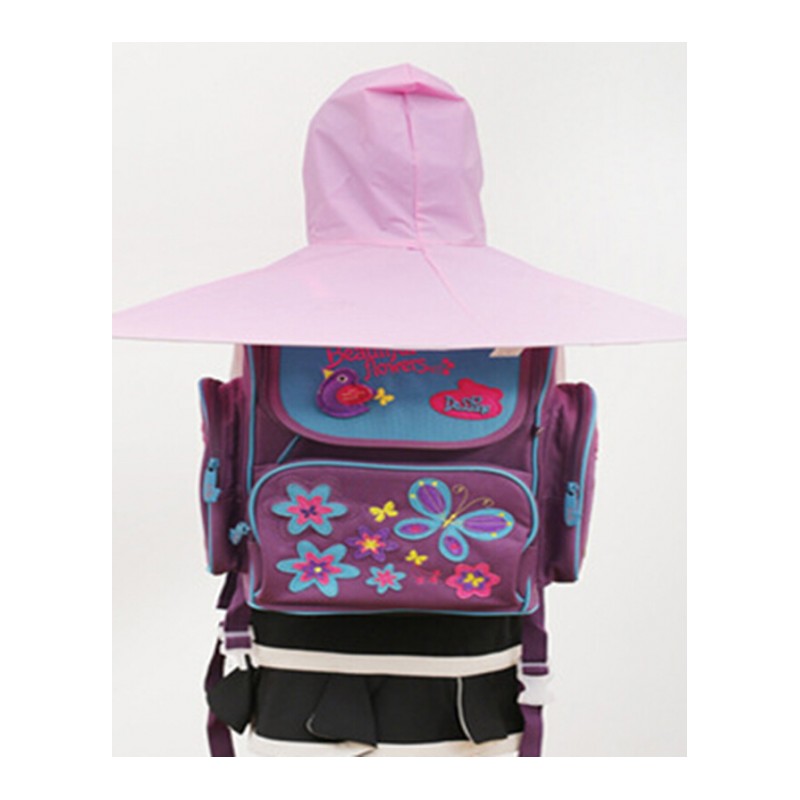 雨罩伞免撑设计可折叠儿童用小号上学通勤户外野营钓鱼遮雨罩飞碟帽-粉色L