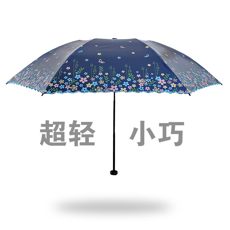 太阳伞轻巧小迷你女黑胶防晒UPF50+遮阳铅笔洋伞