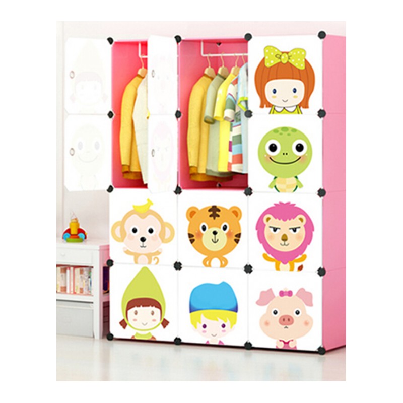 衣柜卡通图案方形加厚塑料推拉家用儿童衣物玩具收纳柜子