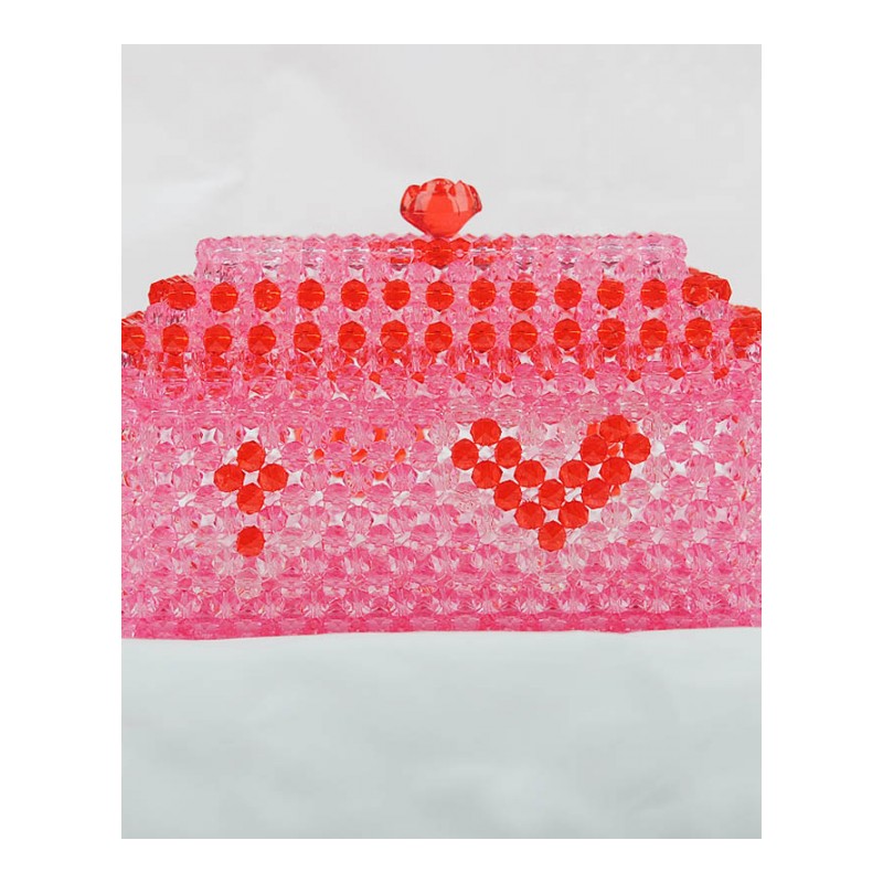 穿珠材料包DIY工艺品串珠爱心形大方盒收纳盒首饰盒家居摆件-粉色大方盒