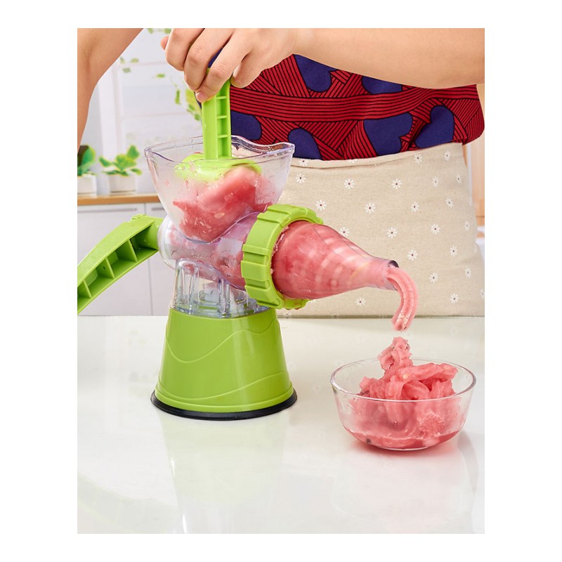 多功能手动榨汁机家用手摇榨汁器原汁水果机冰激凌机果汁机-绿色
