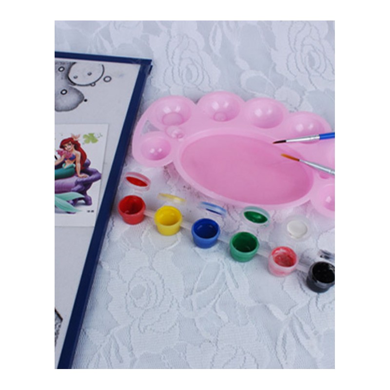 儿童涂鸦画水彩画DIY涂色板幼儿水粉画挂画-10张女孩款配10套颜料+色盘围裙