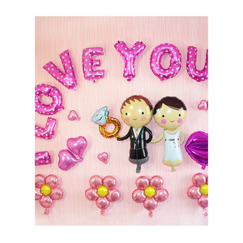铝箔字母气球创意婚庆用品浪漫婚房布置装饰生日派对铝膜气球套餐-天作之合