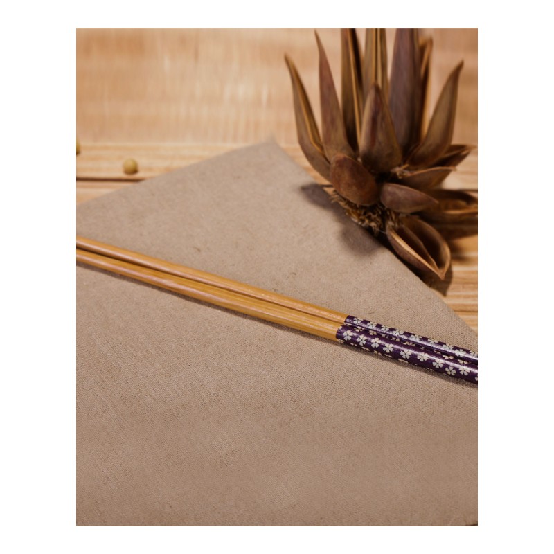 家用餐具筷子简约竹木筷子樱花竹筷-天蓝色10双装