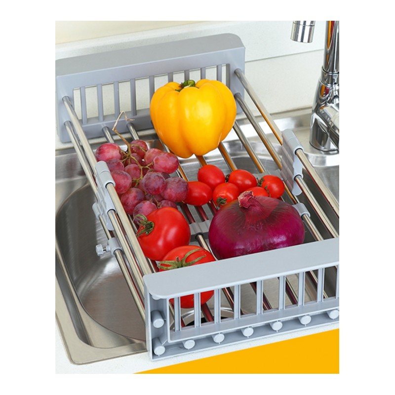 厨房水沥水架可伸缩洗菜滤水篮不锈钢水池晾碗置物架碗架
