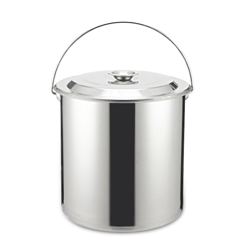 加厚提水桶不锈钢桶带盖提油桶圆桶汤桶手提多用大锅水桶油桶-19L不锈钢提油桶