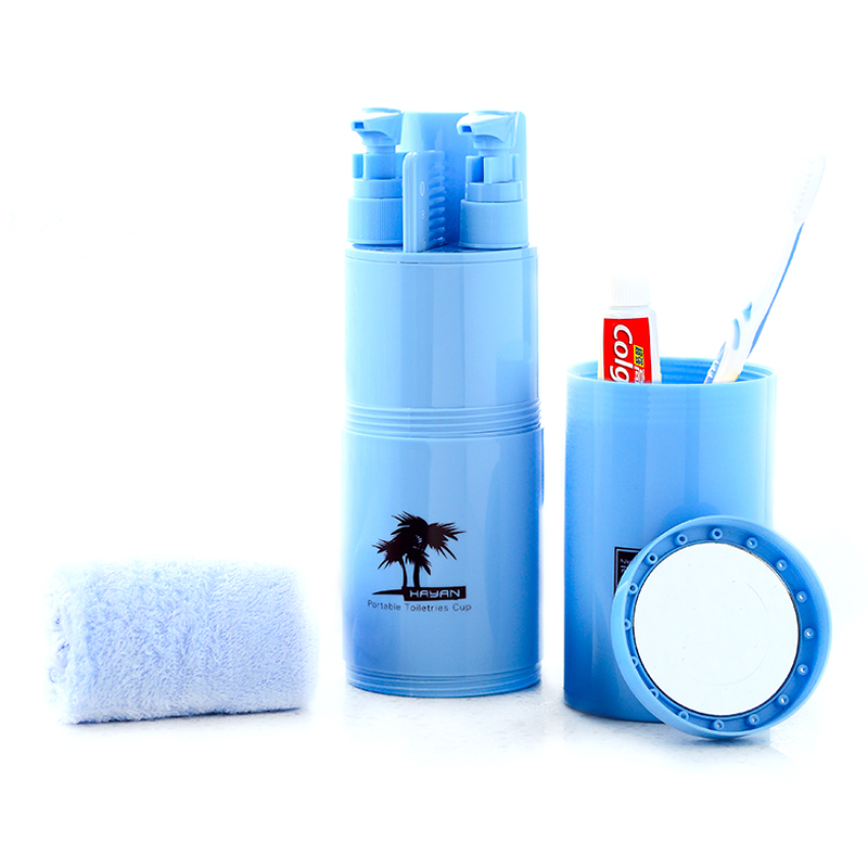 洗漱杯旅行牙刷牙膏洗护套装便携分装瓶旅游常备用品洗漱套装-魅力蓝 (T8 八件套)
