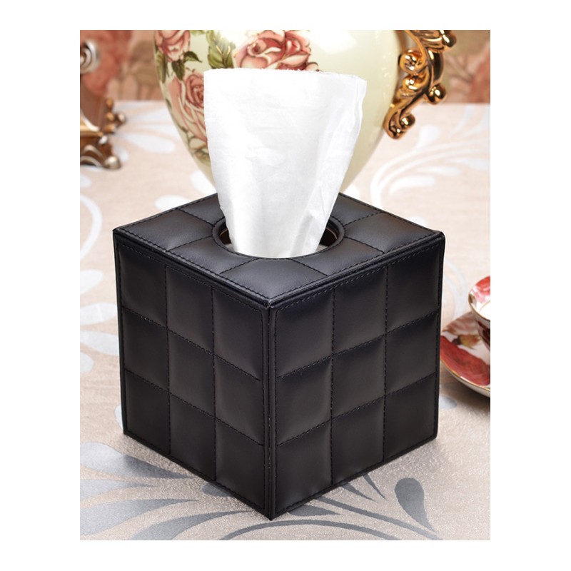 创意皮革卷纸盒客厅家用茶几桌面卧室卫生间纸巾桶抽纸盒卷纸筒-白色闪电纹