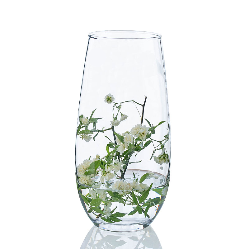 恐龙蛋花器彩色玻璃花瓶插花透明花瓶欧式客厅餐桌工艺品摆件-透明A款