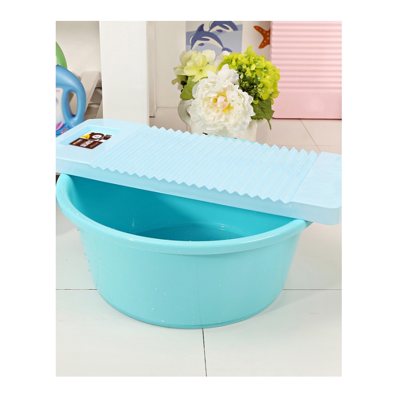 平板式搓衣板创意塑料加厚加长搓板家用防滑洗衣板浴室清洁工具-加厚大号(蓝色)