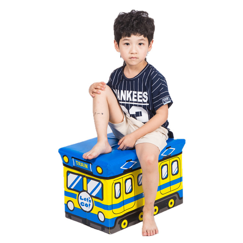 收纳凳创意多功能儿童汽车玩具储物箱可折叠可爱卡通宝宝换鞋凳整理收纳箱