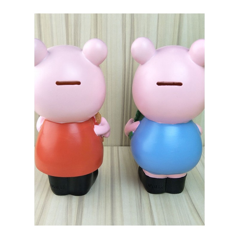 小猪大号存钱罐树脂可爱卡通储蓄罐玩具儿童房装饰品摆件-红色猪