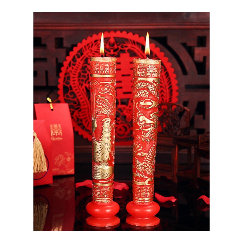 结婚婚房布置装饰用品中式婚礼洞房花烛龙凤蜡烛喜字蜡烛