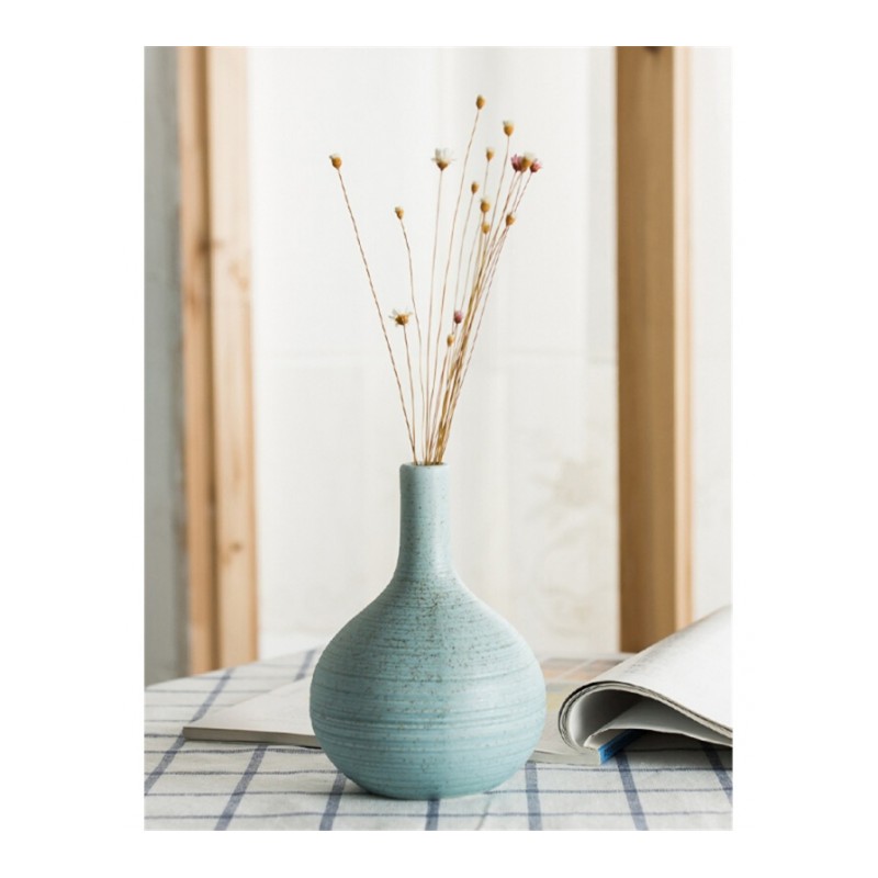 18新款简约现代客厅家居创意餐桌摆件蓝色陶瓷水培清新插花干花花瓶欧式