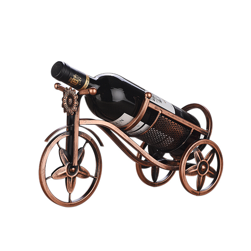 18新款酒架子欧式创意红酒架摆件葡萄酒家庭摆设酒瓶架现代简约酒架[铁网三轮车]古铜色