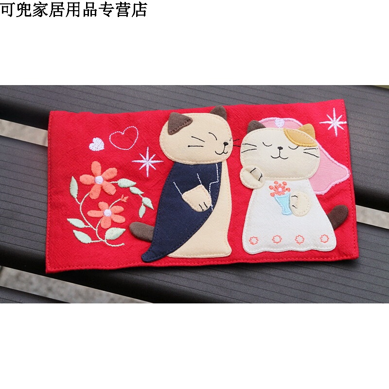 18新款时尚可爱猫咪卡通棉布艺红婚红包袋(布的哦)好品质永浴爱河千元红包