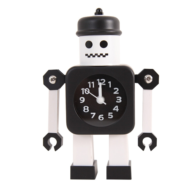 18新款儿童卡通闹钟个性创意机器人钟表学生床头钟日系金属钟表摆件