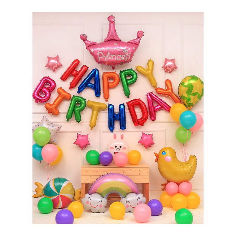18新款宝宝周岁生日布置装饰气球套餐儿童派对装饰光字母气球军绿色梦幻生日套E