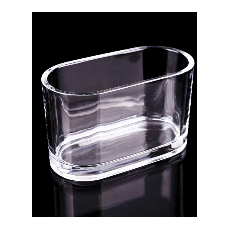 18新款桌面透明玻璃花瓶水培长方形水养植物容器创意鱼缸造景花瓶30*10*12椭圆中等