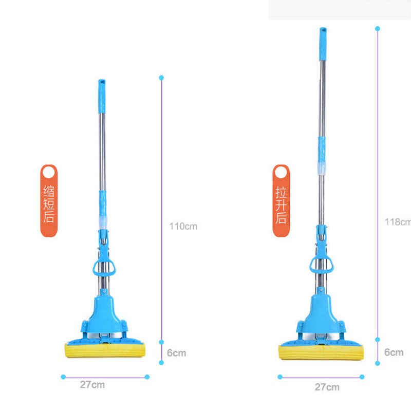 不锈钢杆胶棉拖把对折挤水拖把吸水拖把海绵拖把头日常生活日用家庭清洁清洁用品清洁工具拖把及可更换拖把头