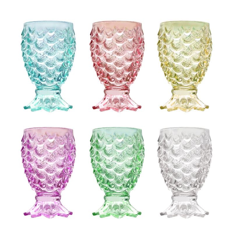 6只家用耐热水杯 彩色玻璃杯套装透明创意杯子牛奶果汁杯多款多色创意生活日用家居器皿水具水杯酒杯