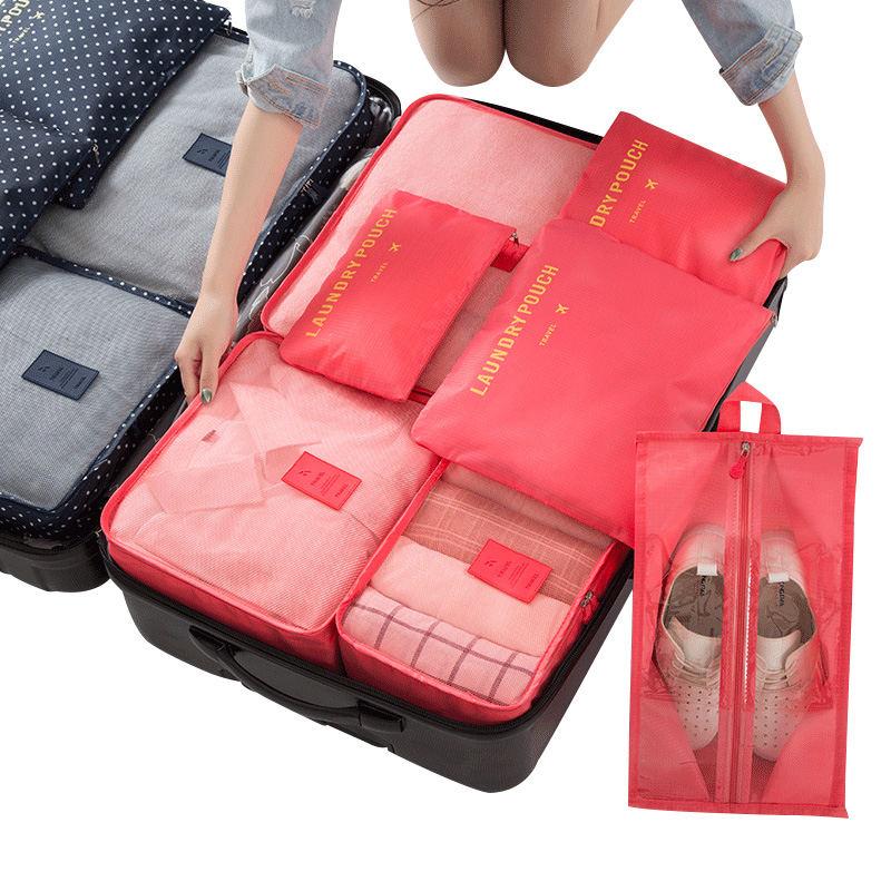 旅行收纳袋套装透明衣物整理包旅游必备行李箱衣服鞋子密封