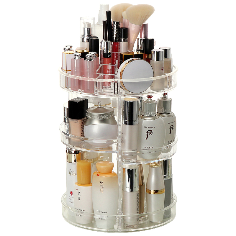 旋转化妆品收纳盒置物架透明亚克力梳妆台护肤品口红盒子欧式抖音