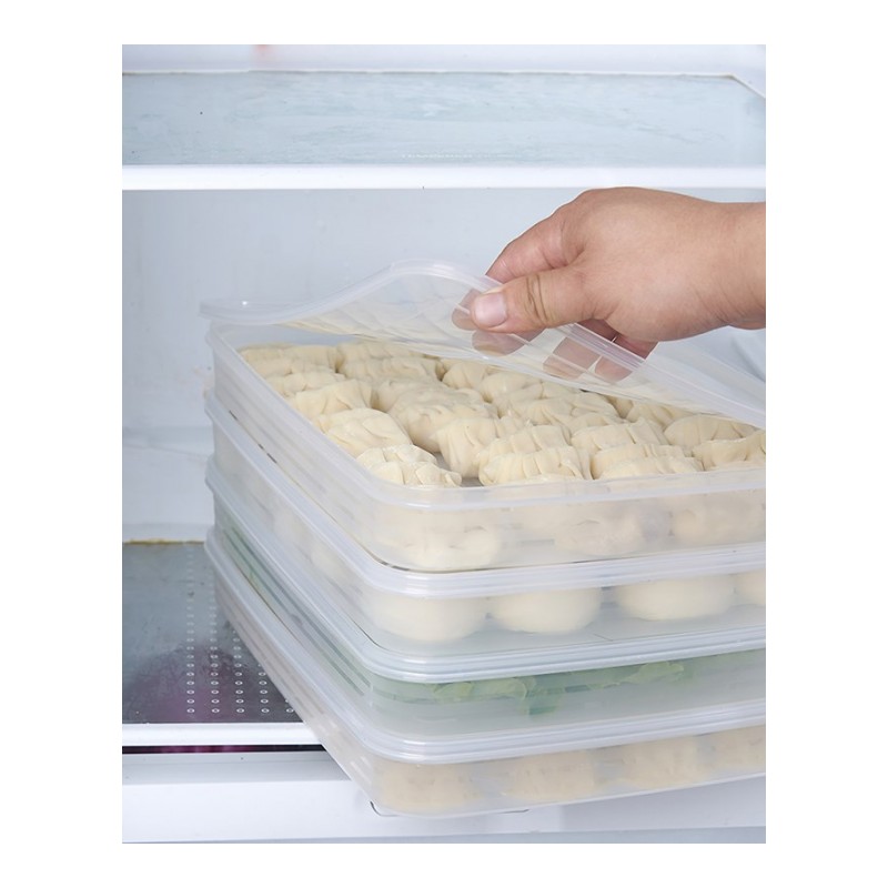 单层30格一层一盖冰箱收纳盒冻饺子不粘保鲜盒可微波饺子盒饺子盒