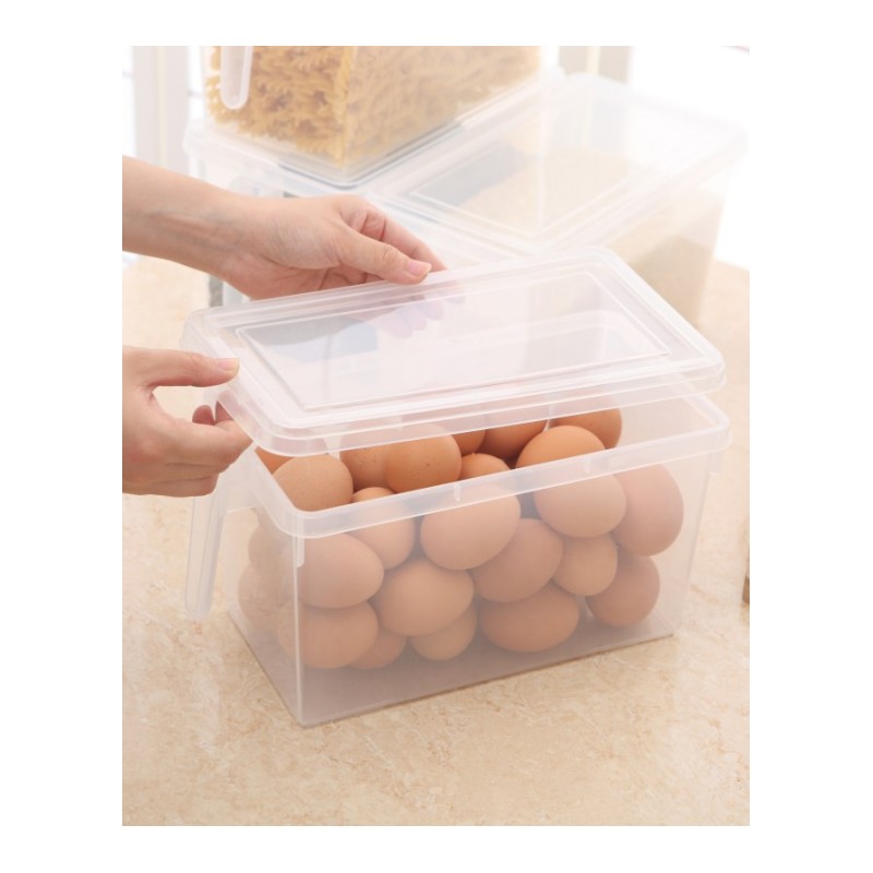日式冰箱收纳盒带手柄塑料保鲜盒可叠加带盖水果收纳盒储物盒