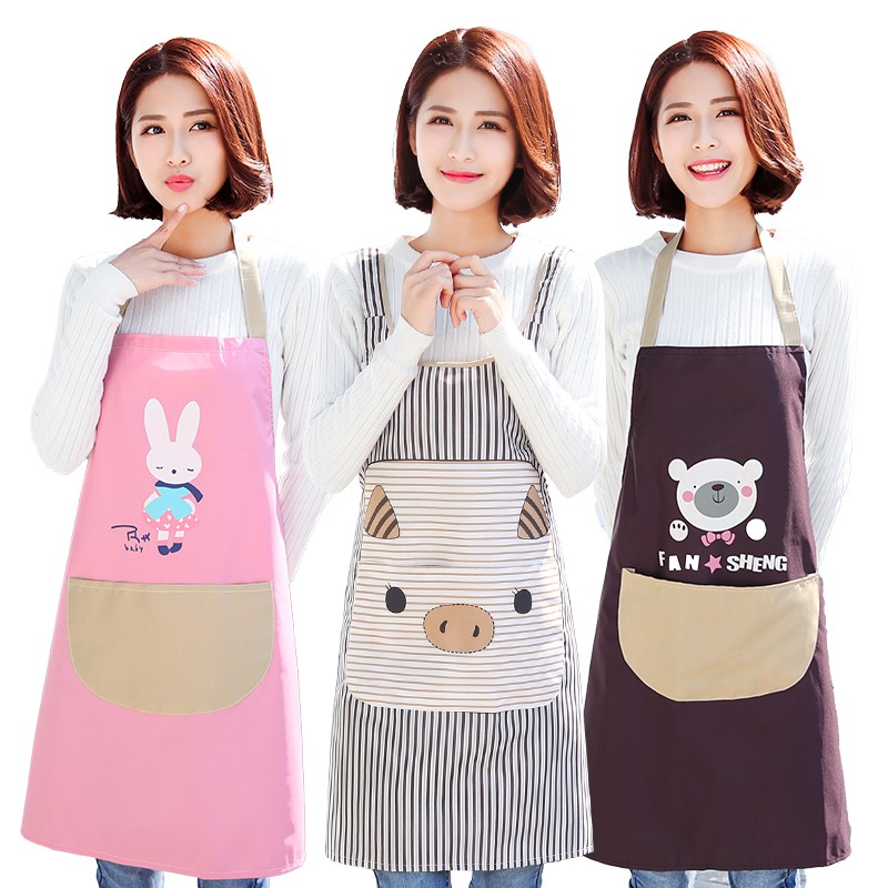 韩版围裙套装套袖成人可爱罩衣家居厨房防水防油清洁工作做饭围腰