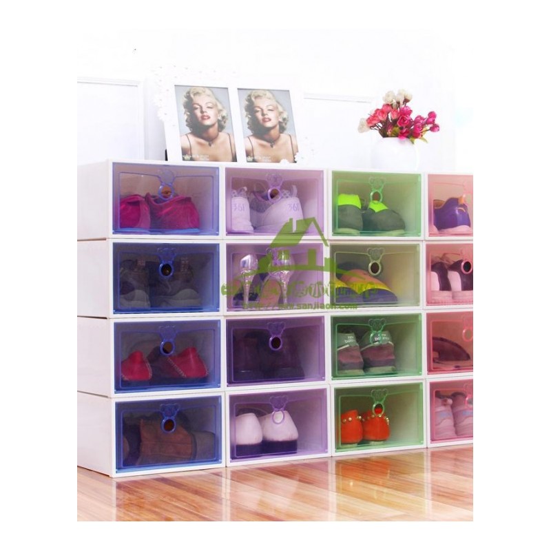 新款透明鞋盒 6个装加大塑料鞋子收纳盒 抽屉式透明鞋柜鞋子整理箱收纳盒