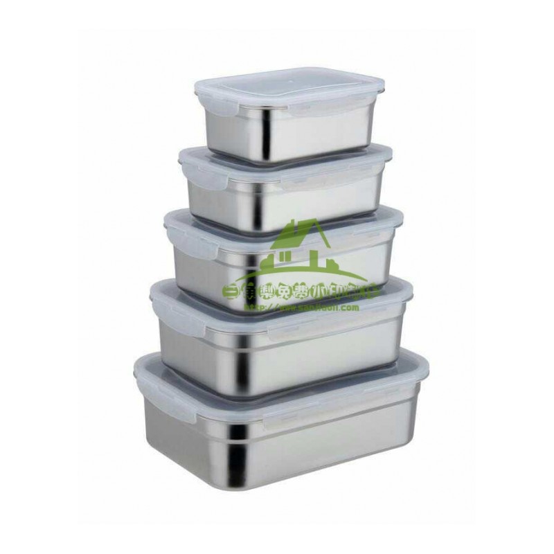 新款不锈钢餐盒带盖保鲜盒长方形密封防漏饭盒冰箱收纳盒食品留样盒子