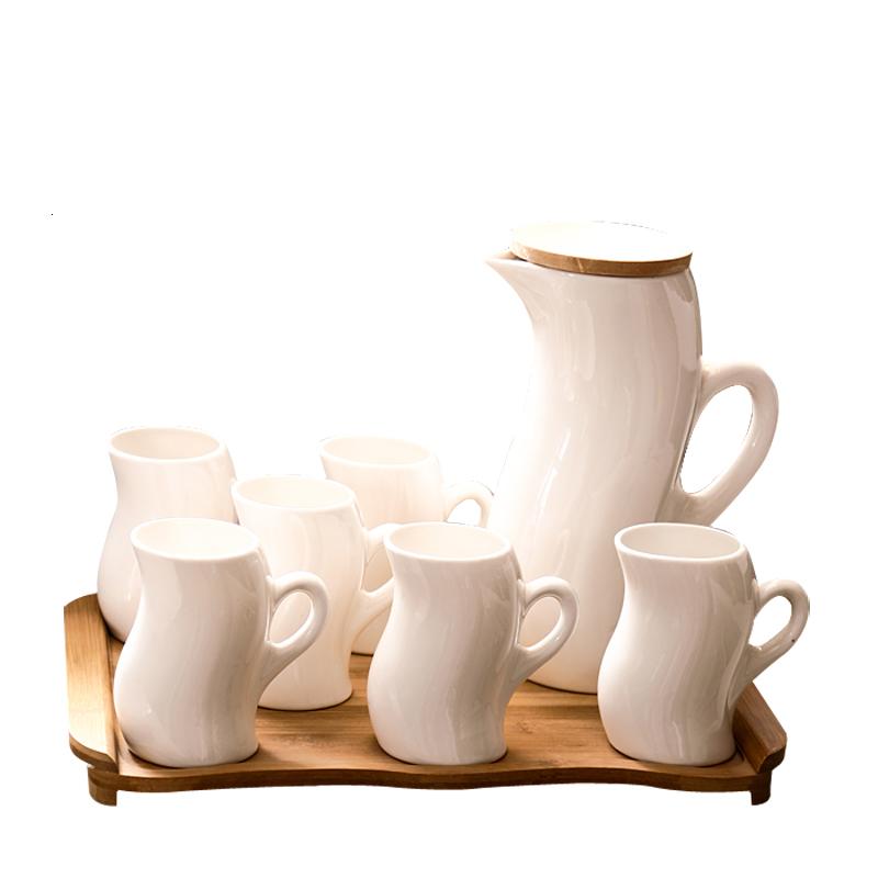 创意陶瓷花茶凉冷水壶套装大号容量家用带竹托盘杯具套装送礼品