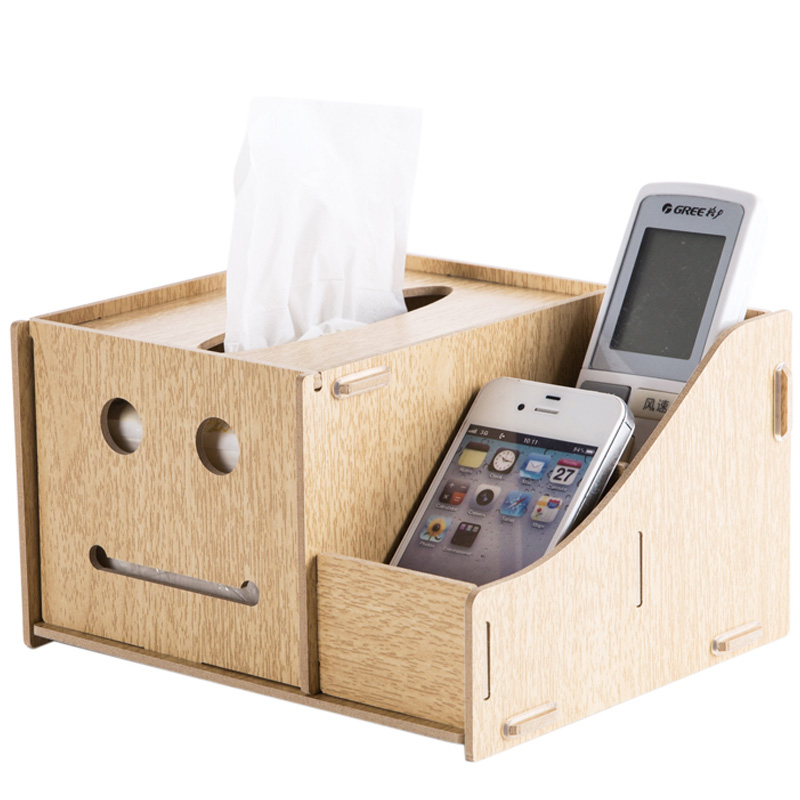 DIY桌面纸巾盒桌上遥控器收纳盒 办公桌文具杂物收纳置物架