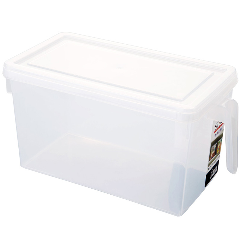 日式食品级透明冰箱收纳盒 带手柄保鲜盒可叠加带盖收纳盒