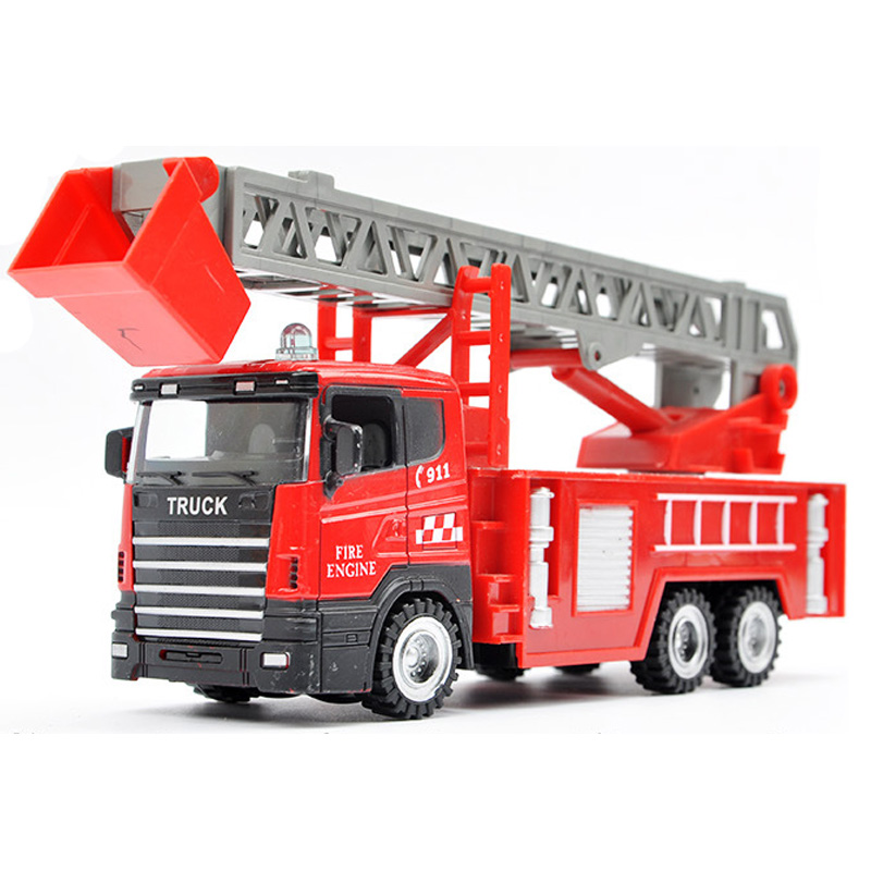 六一节迪邦-儿童玩具车消防车回力合金车模型玩具 消防云梯车
