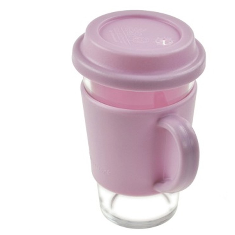 水杯 三光云彩 500ml有柄带盖钢化耐热玻璃水杯含隔热套RC106 紫色