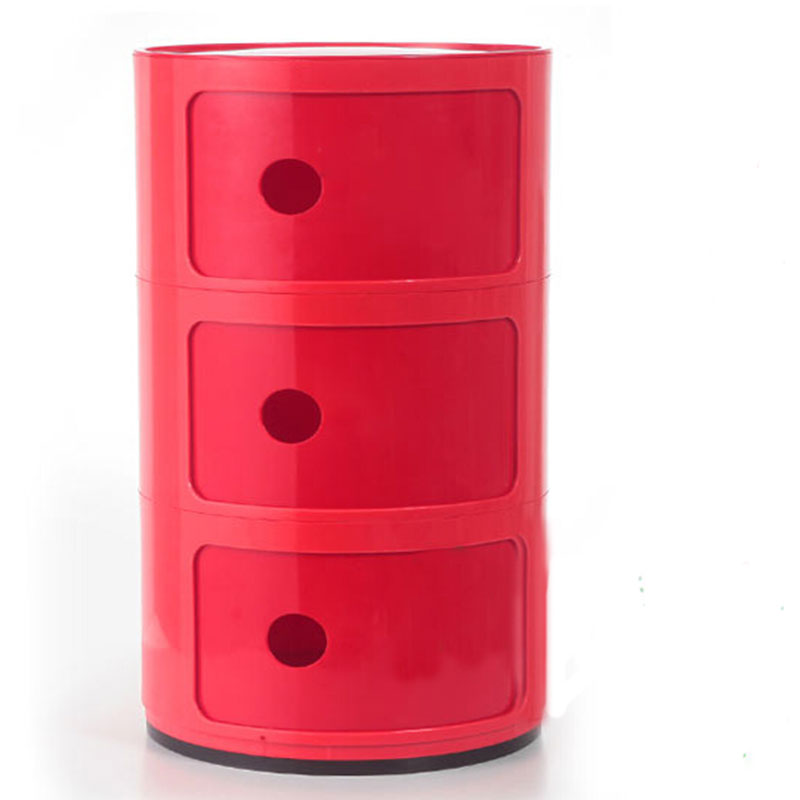 收纳柜 圣强 现代塑料潮流带抽屉储物柜3个装 多功能收纳柜(红色)